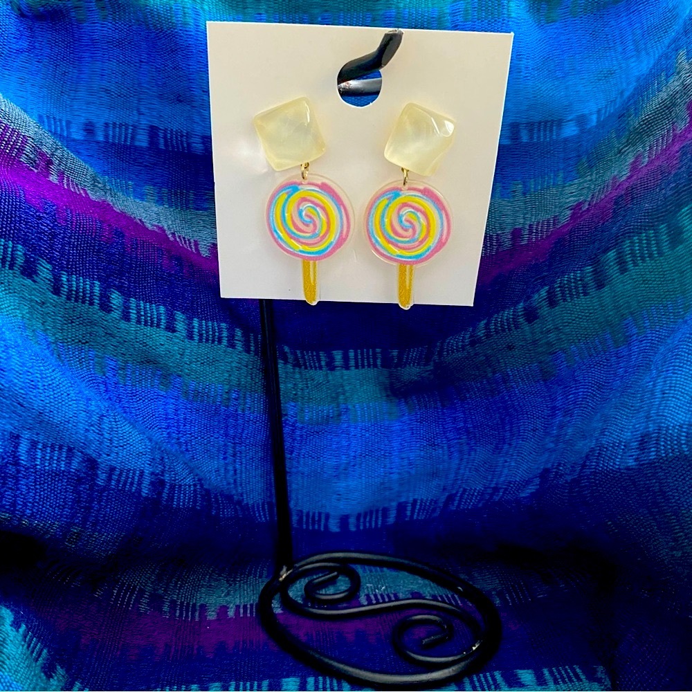 Lollipop earring!!! Multicolored swirl!